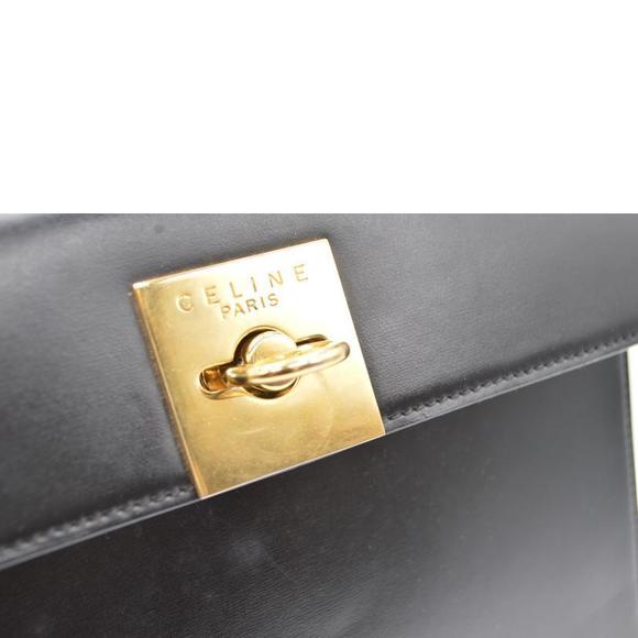 Celine Kelly Type Leather Hand Bag Noir - Picture 11 of 11